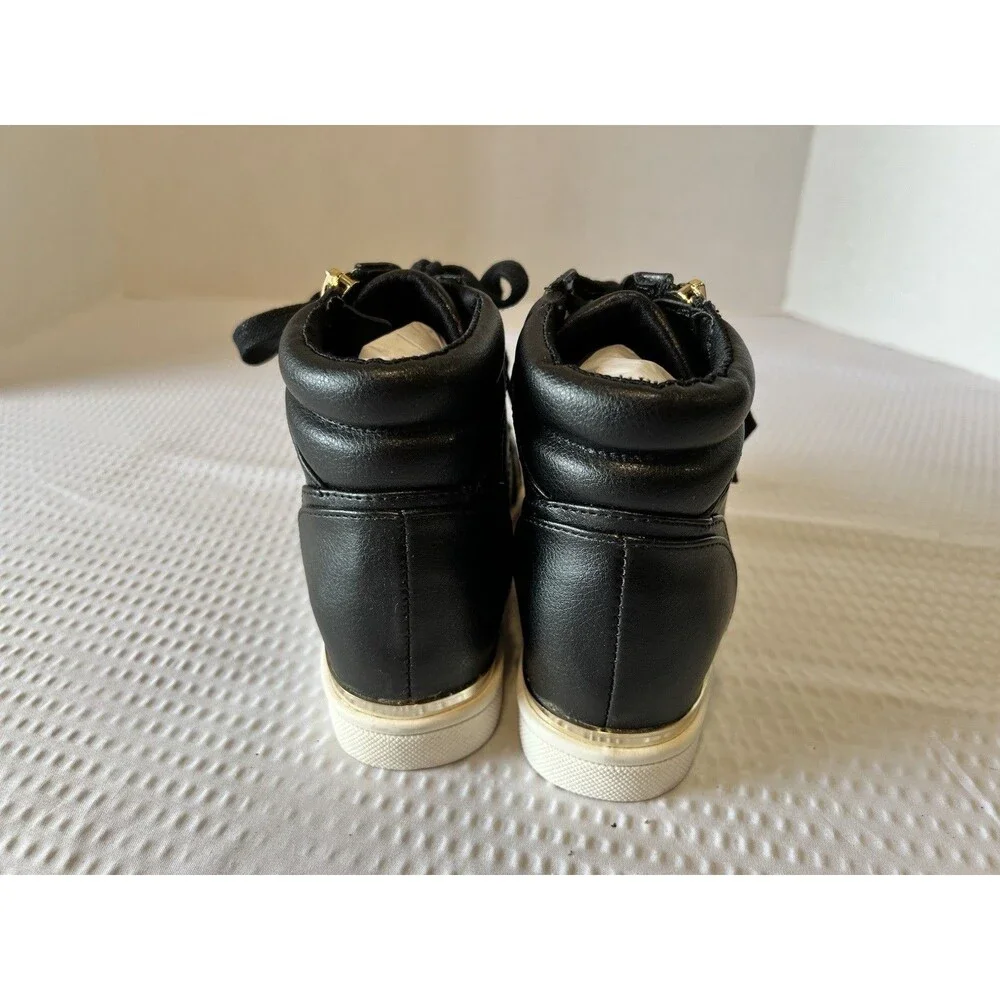 Aldo Black Wedge Shoes Sneakers With Gold Zippers Kids Size 13c EUC!